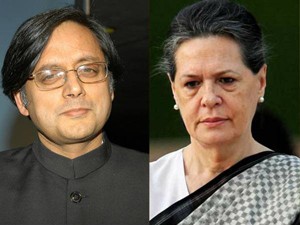 Shashi Taroor and sonia gandhi